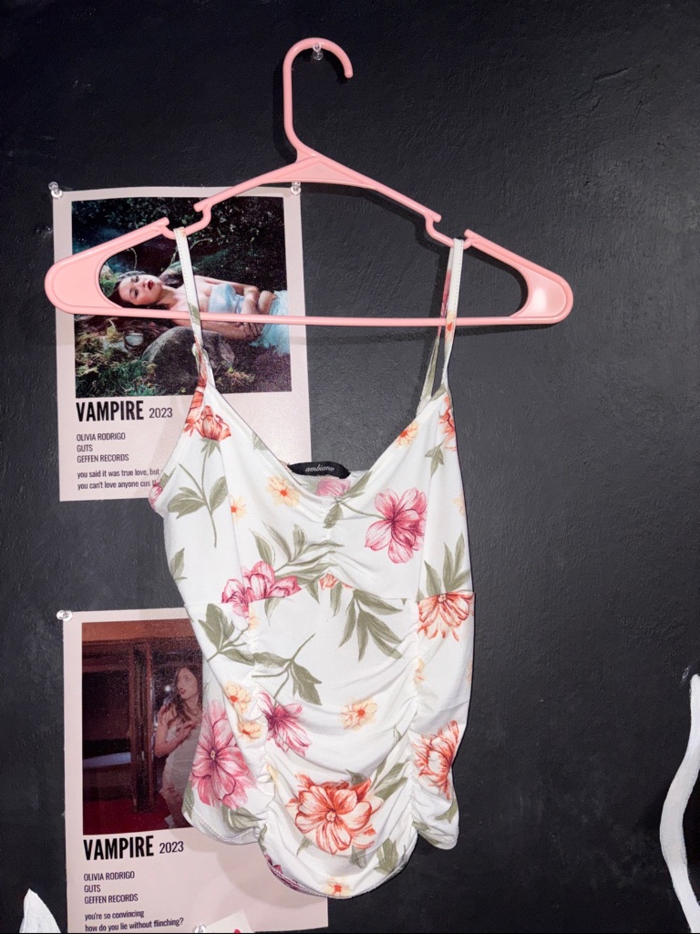 Ambiance White Floral Ruched with Pink & Peach Blooms